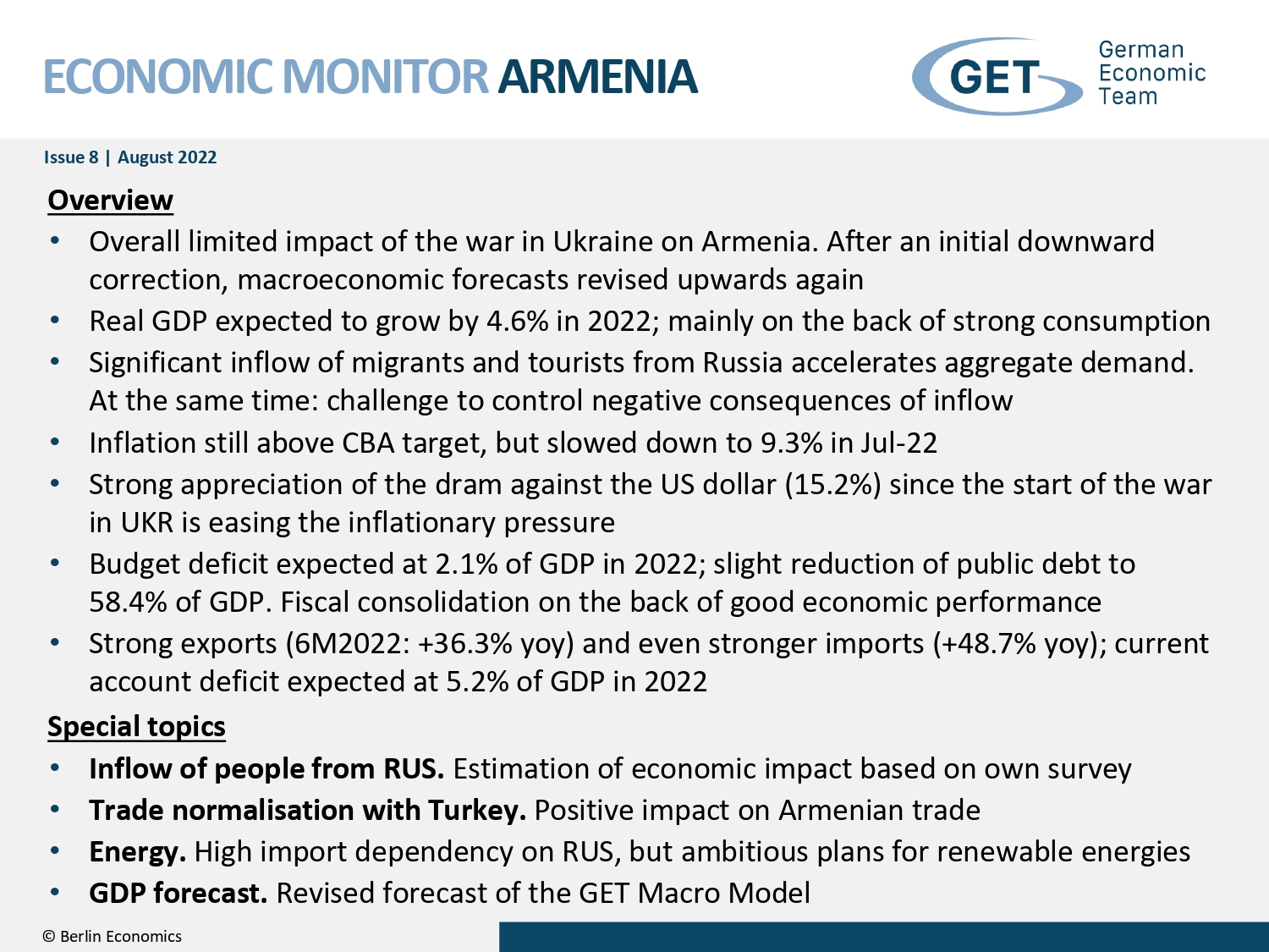 Economic Monitor Armenia (German Economic Team)